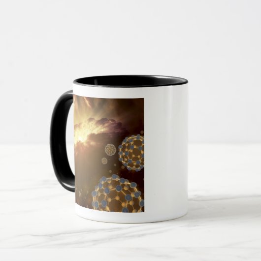 Buckyballen zwevend in de interstellaire ruimte mok (Voorkant links)