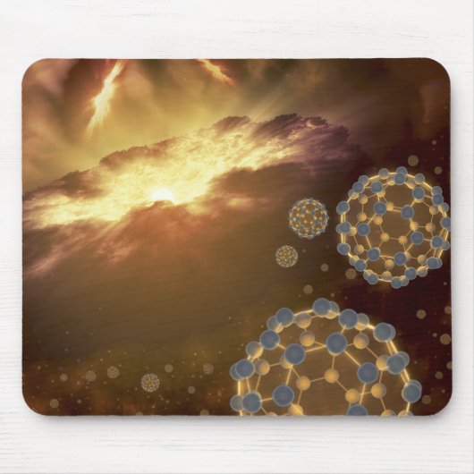 Buckyballen zwevend in de interstellaire ruimte muismat (Voorkant)