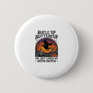Bucle Omhoog Boterbloem Heks Schakelaar Halloween  Ronde Button 5,7 Cm