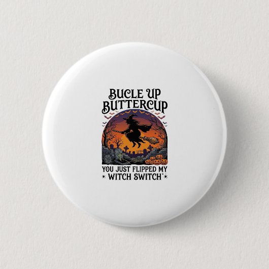 Bucle Omhoog Boterbloem Heks Schakelaar Halloween Ronde Button 5,7 Cm (Voorkant)
