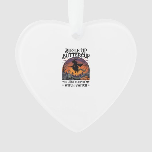 Bucle Up Buttercup Heks Switch Halloween Bezem Pu Ornament (voorkant)