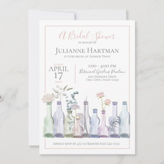 Bud Vases Botanical Wedding Shower Kaart (Voorkant)