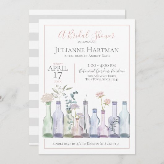 Bud Vases Botanical Wedding Shower Kaart (Voorkant / Achterkant)