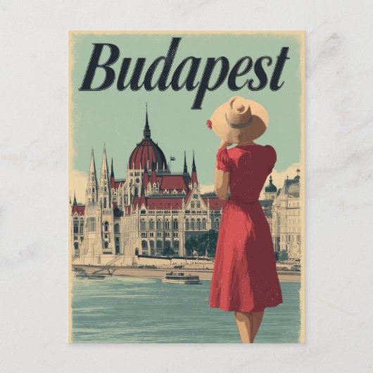 Budapest 50s vintage briefkaart (Voorkant)