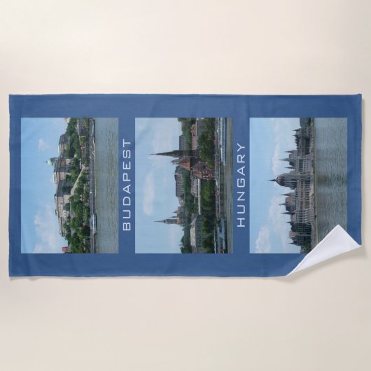 Budapest aangepaste tekst & kleur strand handdoek (Voorkant)