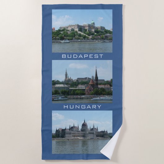 Budapest aangepaste tekst & kleur strand handdoek (Voorkant)