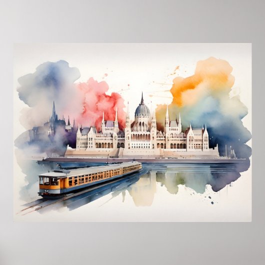 Budapest aquarel kunst poster (Voorkant)
