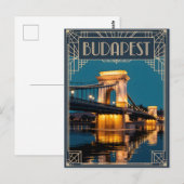 Budapest Chain Bridge Art Deco Briefkaart (Voorkant / Achterkant)