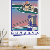 Budapest Chain Bridge, Vintage poster (Keuken)