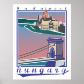 Budapest Chain Bridge, Vintage poster (Voorkant)