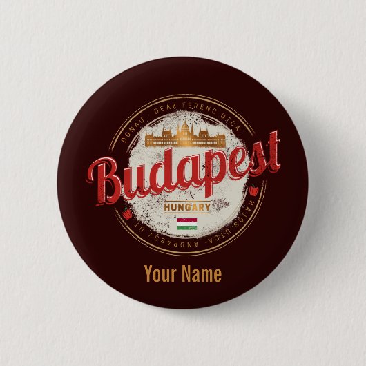 Budapest Design Hongarije  parlement Ronde Button 5,7 Cm (Voorkant)