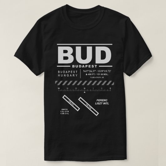Budapest Ferenc Liszt International Airport BUD T- T-shirt (Design voorkant)