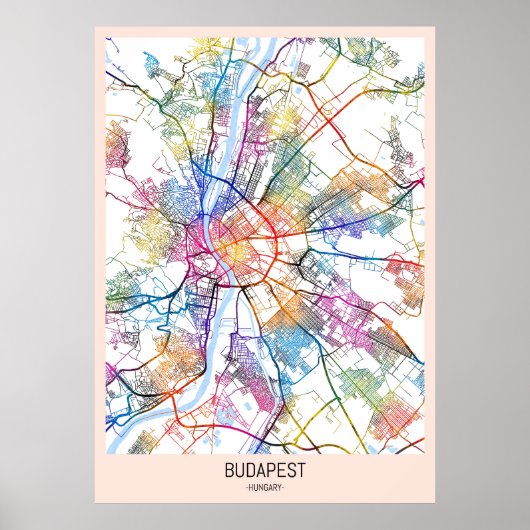 Budapest Hongarije City Map Poster (Voorkant)