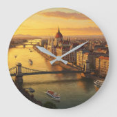 Budapest Hongarije Parlementsgebouw Reizen Grote Klok (Voorkant)