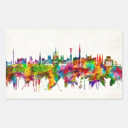 Budapest Hongarije Skyline Rechthoekige Sticker (Voorkant)
