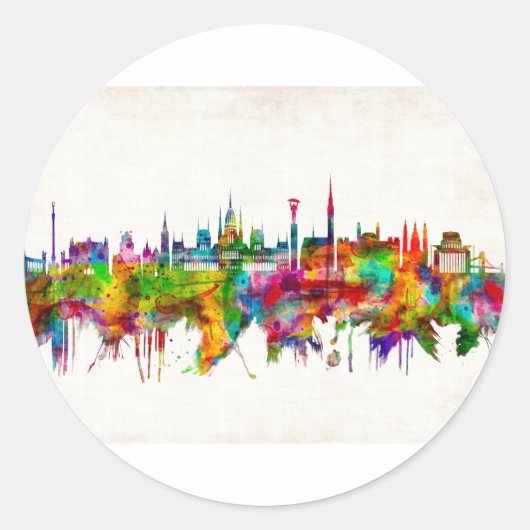 Budapest Hongarije Skyline Ronde Sticker (Voorkant)