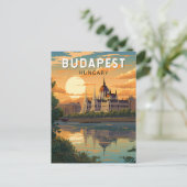 Budapest Hongarije Travel Art Vintage Briefkaart (Staand voorkant)