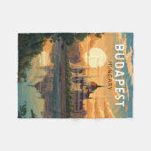 Budapest Hongarije Travel Art Vintage Fleece Deken (Voorkant (Horizontaal))