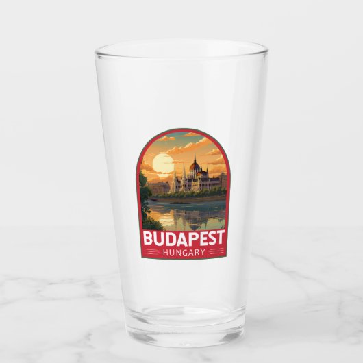 Budapest Hongarije Travel Art Vintage Glas (Voorkant)