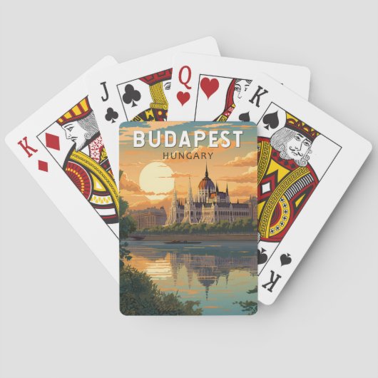 Budapest Hongarije Travel Art Vintage Pokerkaarten (Achterkant)