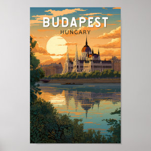 Budapest Hongarije Travel Art Vintage Poster