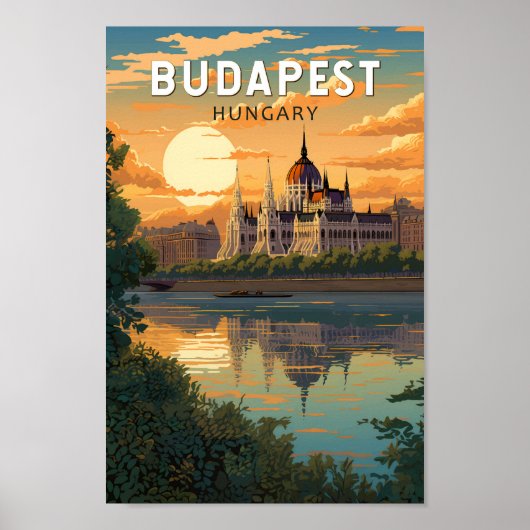 Budapest Hongarije Travel Art Vintage Poster (Voorkant)