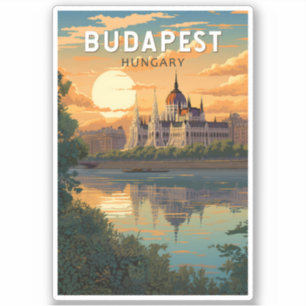 Budapest Hongarije Travel Art Vintage Sticker