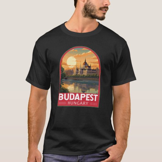 Budapest Hongarije Travel Art Vintage T-shirt (Voorkant)