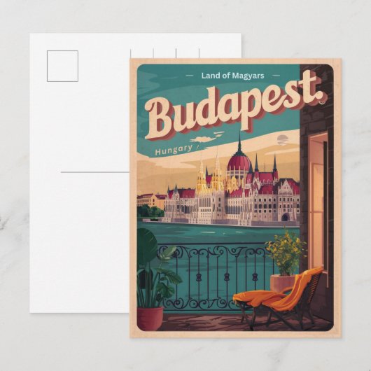 Budapest Hongarije vintage Elizabeth Bridge Cadeau Briefkaart (Voorkant / Achterkant)