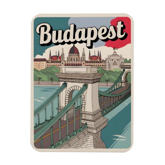 Budapest Hongarije vintage Elizabeth Bridge Cadeau Magneet (Verticaal)