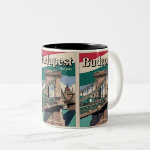 Budapest Hongarije vintage Elizabeth Bridge Tweekleurige Koffiemok