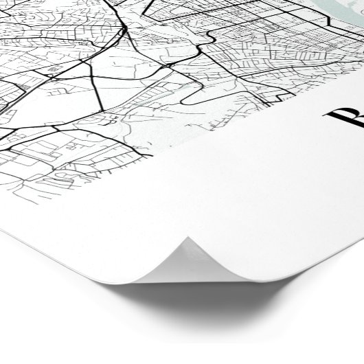 Budapest Hungary Blue Water Street Map Poster (Hoek)