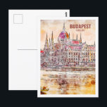 Budapest Hungary Famous Travel Waterverf Sketch Briefkaart<br><div class="desc">Budapest Hungary Famous Travel Waterverf Sketch</div>