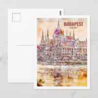 Budapest Hungary Famous Travel Waterverf Sketch