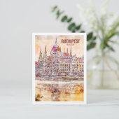 Budapest Hungary Famous Travel Waterverf Sketch Briefkaart (Staand voorkant)