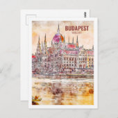 Budapest Hungary Famous Travel Waterverf Sketch Briefkaart (Voorkant / Achterkant)