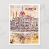 Budapest Hungary Famous Travel Waterverf Sketch Briefkaart (Voorkant)