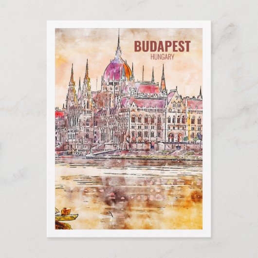 Budapest Hungary Famous Travel Waterverf Sketch Briefkaart (Voorkant)