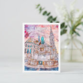 Budapest Hungary Famous Travel Waterverf Sketch Briefkaart (Staand voorkant)