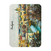 Budapest Hungary Oil Paint Panorama Uitzicht Magneet (Verticaal)