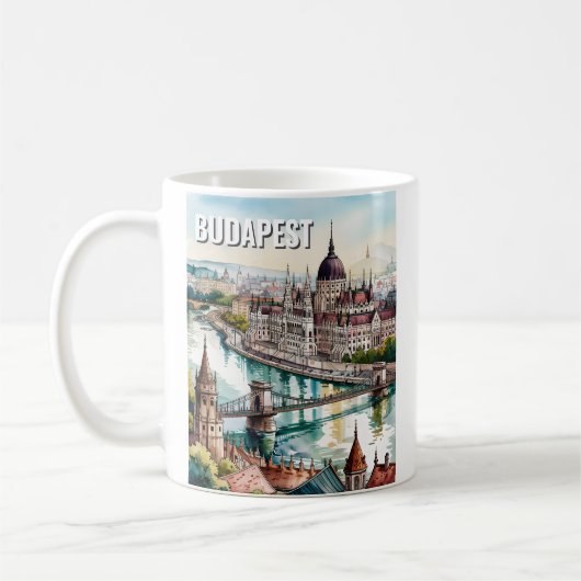 Budapest Hungary Parliament Danube River Skyline Koffiemok (Links)