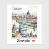Budapest Hungary Parliament Danube River Skyline Sticker (Vel)