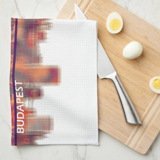 Budapest Hungary Skyline Theedoek (Quarter Fold)