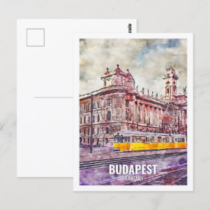 Budapest Hungary Travel Place Waterverf Briefkaart