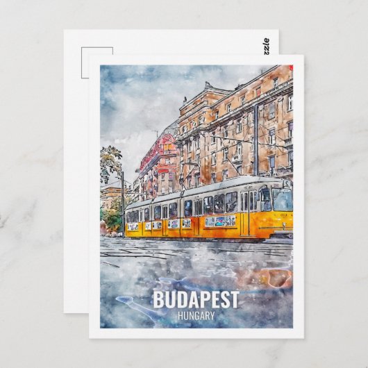 Budapest Hungary Travel Place Waterverf Briefkaart (Voorkant / Achterkant)