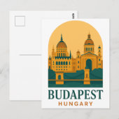 Budapest Hungary Vintage Travel Postcard – Retro Briefkaart (Voorkant / Achterkant)