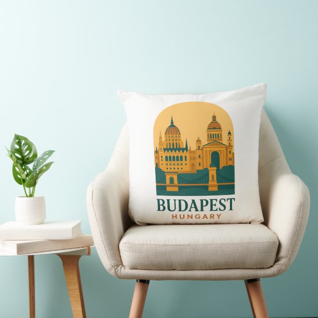 Budapest Hungary Vintage Travel Throw Pillow  Kussen (Stoel)