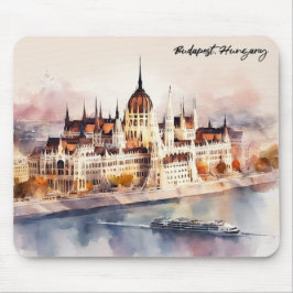 Budapest Hungary Watercolor Painting Panorama View Muismat