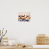 Budapest Hungary Watercolor Painting Panorama View Poster (Keuken)