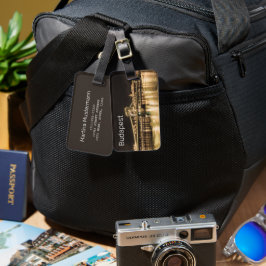 Budapest Kettingbrug Hongarije Retro Nacht Vintage Bagagelabel